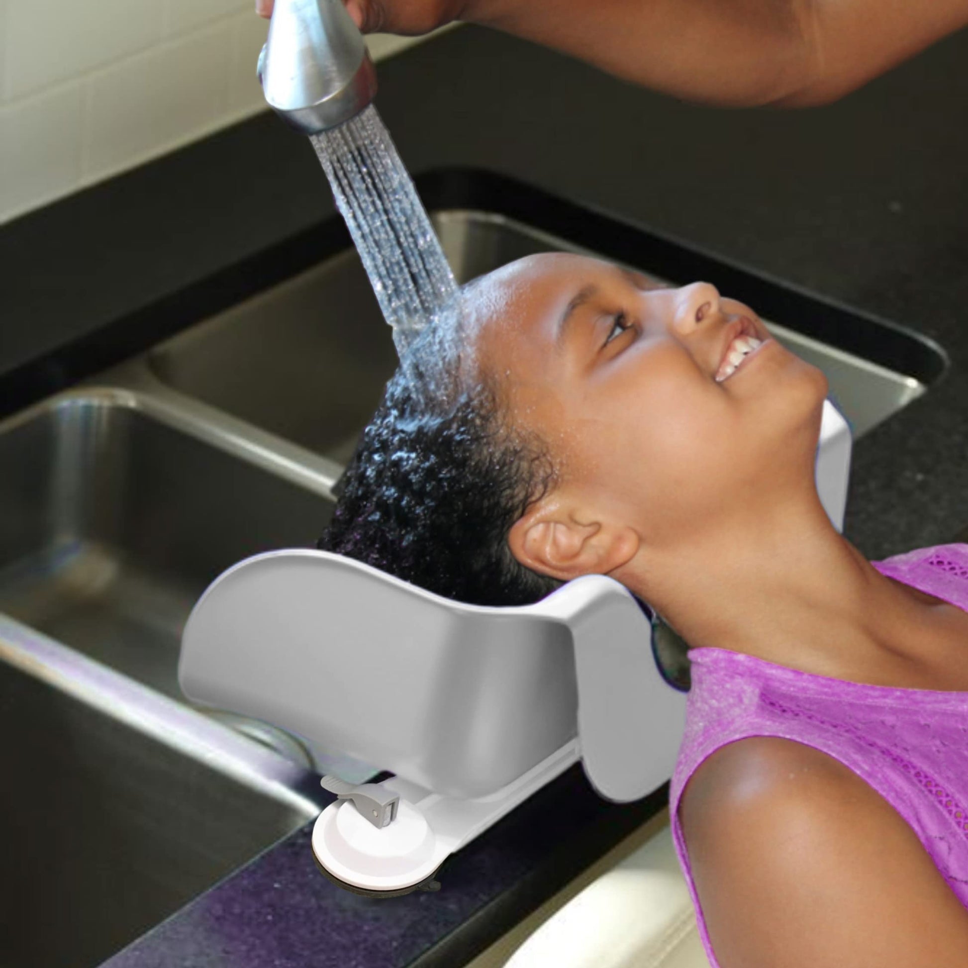 Dark Slate Gray Shampoo Buddy Portable Hair Wash Basin for Children, Toddlers, Kids, Teens | Portable Shampoo Bowl for use on Bathtub or Sink (Grey)