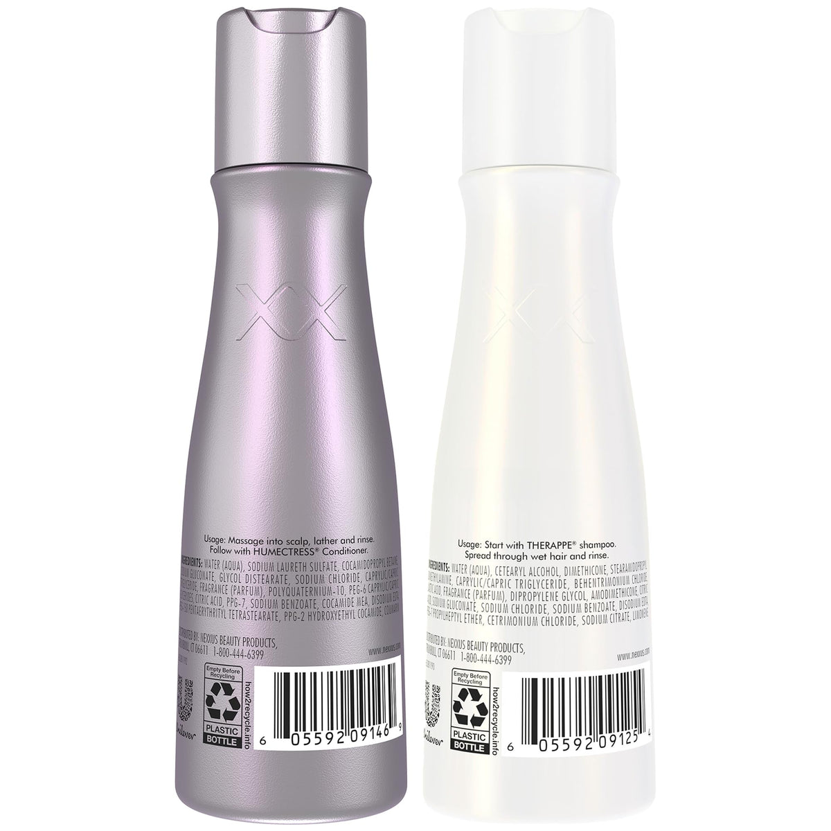White Smoke Nexxus Therappe Shampoo & Humectress Conditioner, Travel-Size (6 Sets, 12 Bottles), Elastin Protein & Green Caviar Revive Dry Hair with 24H Moisture, 3 Oz Ea
