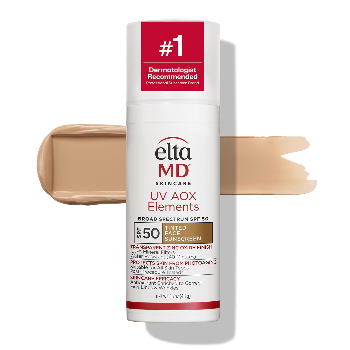 White Smoke EltaMD UV AOX Elements 100% Mineral Tinted Face Sunscreen SPF 50, 1.7 oz