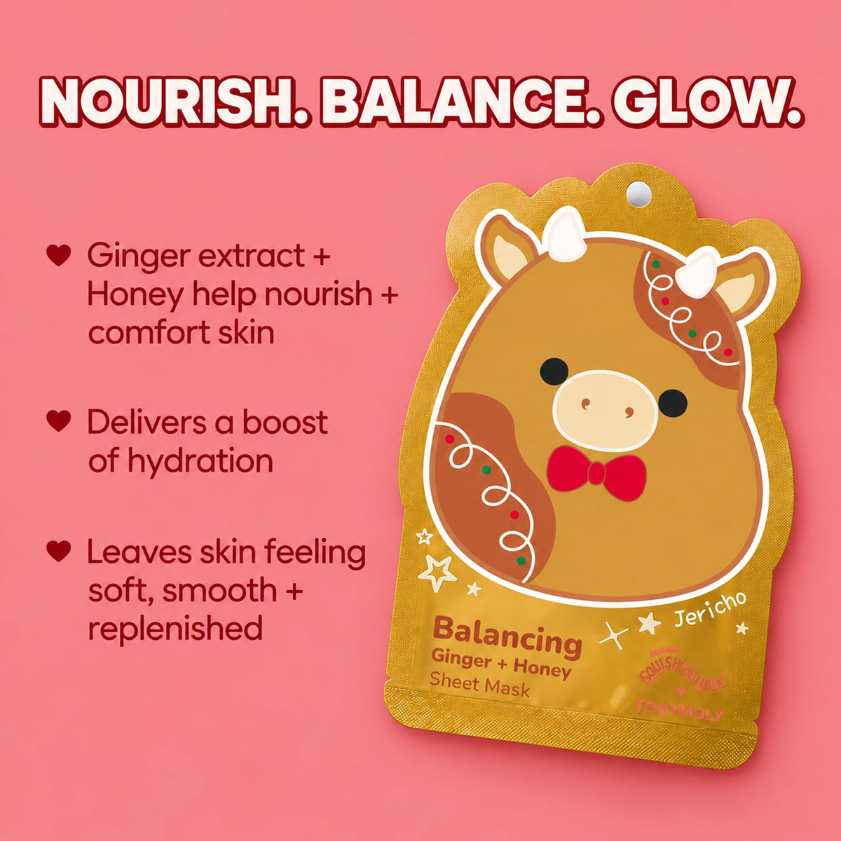 Light Coral TONYMOLY x Squishmallows Merry Masking Face, Eye & Foot Mask 4-Piece Set
