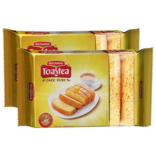 White Smoke BRITANNIA Premium Cake Rusk 8.46oz (240g) | Pack of 2 | Crispy Tea Snack | Goodness of Milk and Egg | Delicious, Light & Crispy Toasted Bread