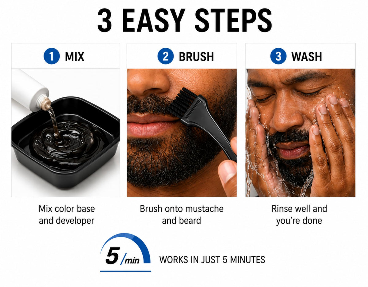 White Smoke Just for Men Color Gel Mustache, Beard & Sideburns 115 Jet Black 1 Each