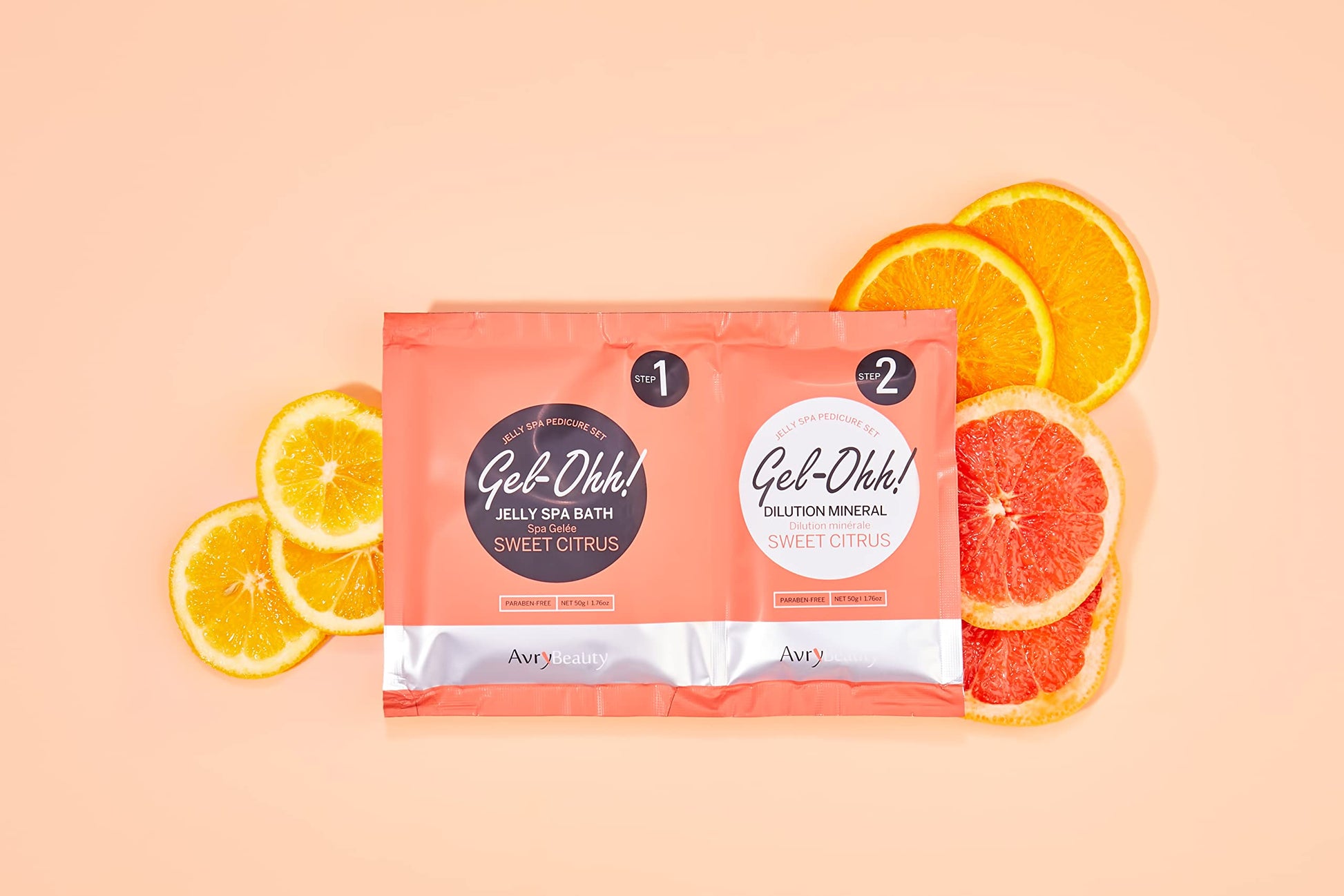 Peach Puff AvryBeauty Gel-Ohh Jelly Spa Bath 3 pack, Citrus Fresh, Citrus Scented, Vitamin C , Jelly Pedicure, Salon Services, Pedicure, Salon Pedi, Relaxation, Heat & Aroma Therapy, Foot Care