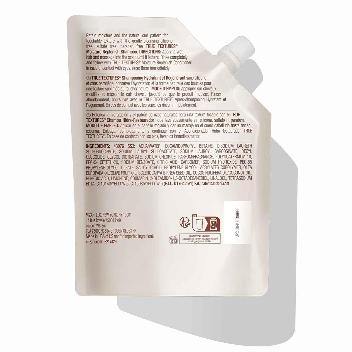 White Smoke Mizani True Textures Moisture Replenish Shampoo For Curly Hair, 16.9 fl oz