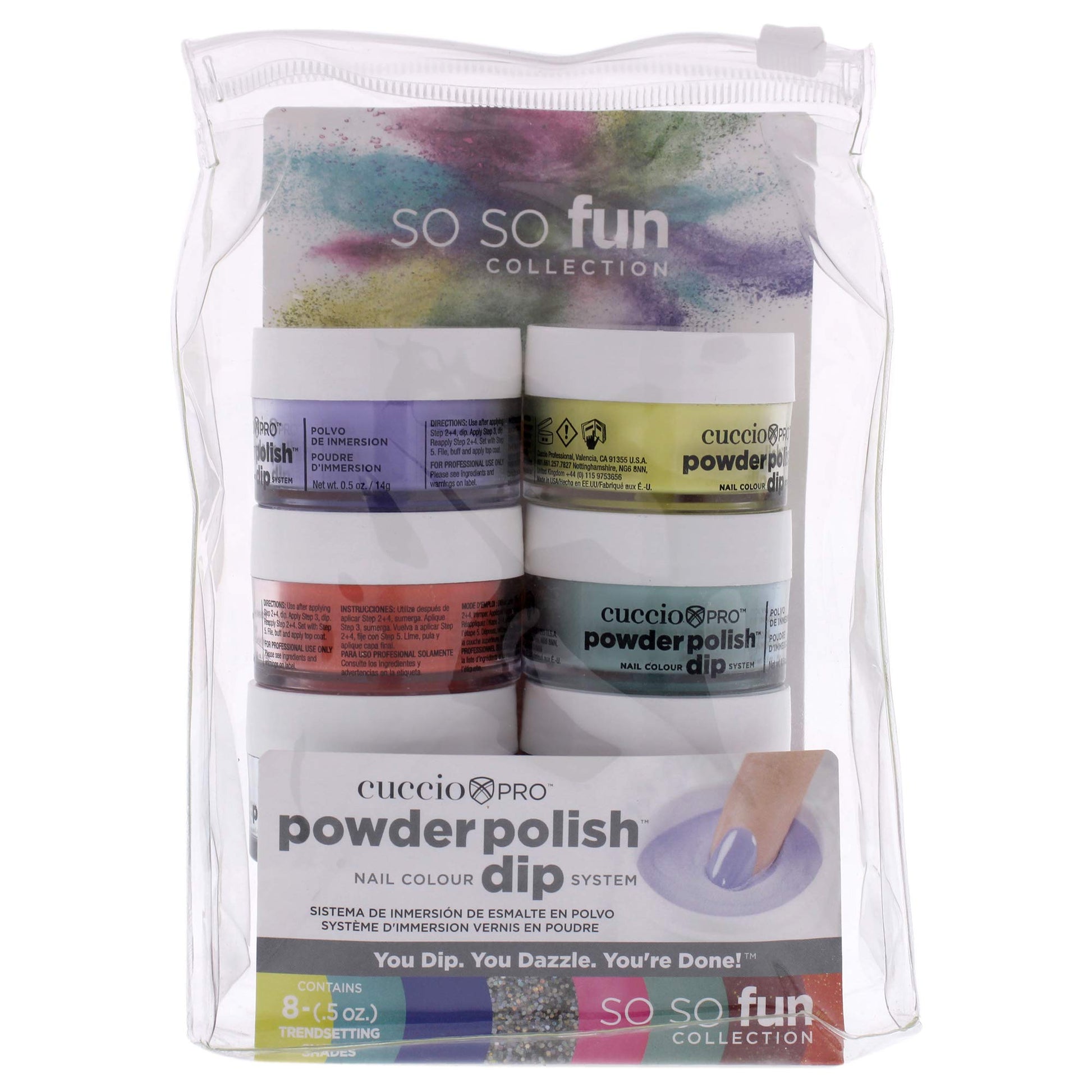 White Smoke Cuccio So So Fun Kit - Powder Polish Dip System (8 pack) 0.5 oz, Yellow, (I0098621)
