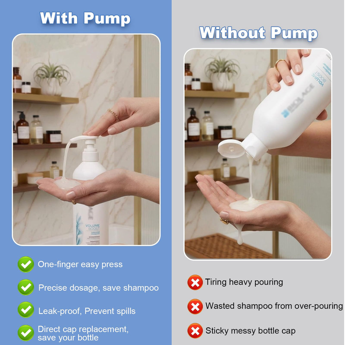 Light Gray 3 Pcs Dispenser Pump Replacement Compatible with Biolage Shampoo and Conditioner 1 L/33.8 Fl Oz Bottle, Liter Pump Dispenser for Biolage