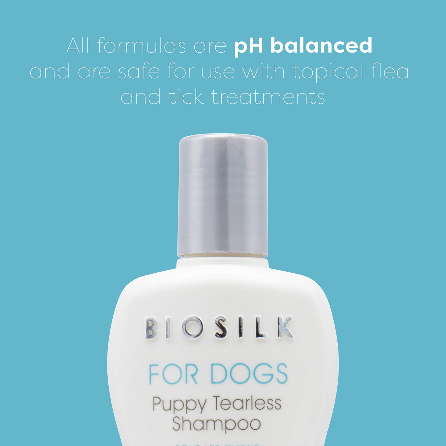 Medium Aquamarine BioSilk for Dogs Puppy Tearless Shampoo, Gentle Dog Wash with Silk Proteins, Paraben and Sulfate Free Formula Helps Clean and Condition Coats for Puppies and Dogs, 12 Fl Oz
