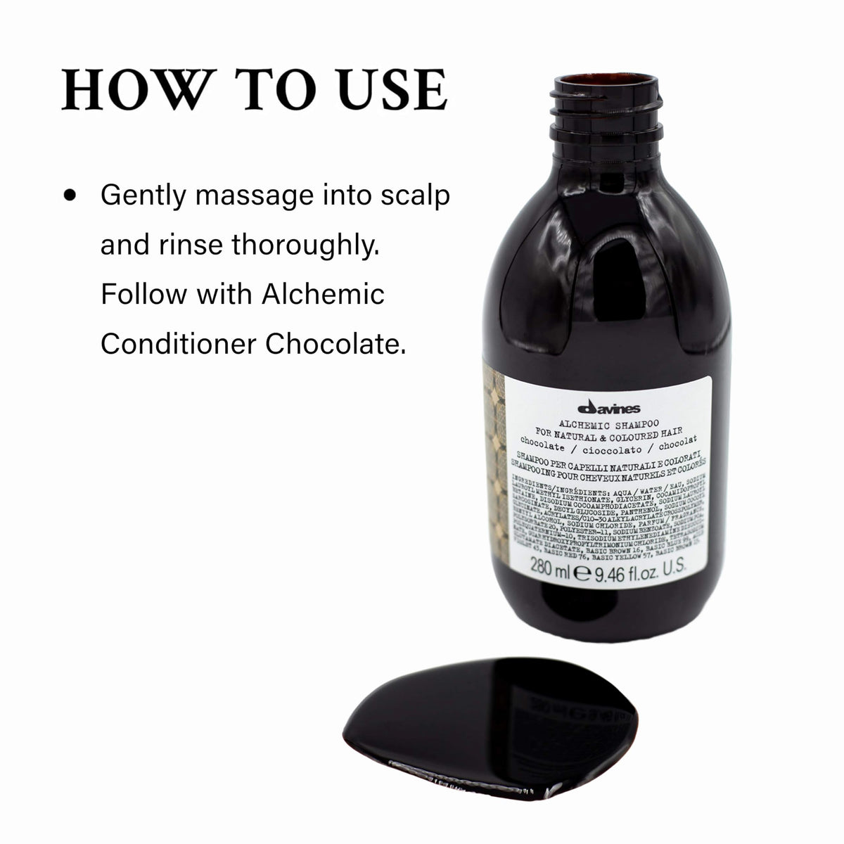 White Smoke Davines Alchemic Color-Enhancing Shampoo Chocolate, For Brown & Black Hair