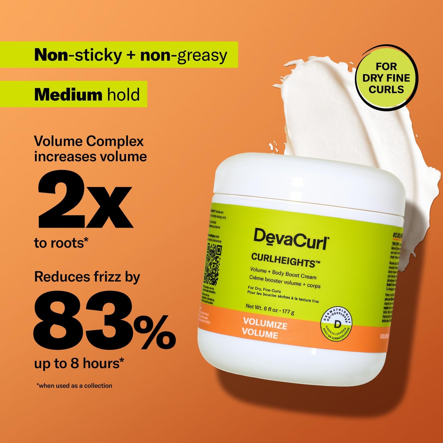 Coral DevaCurl CurlHeights Volume + Body Boost Cream, 6 oz