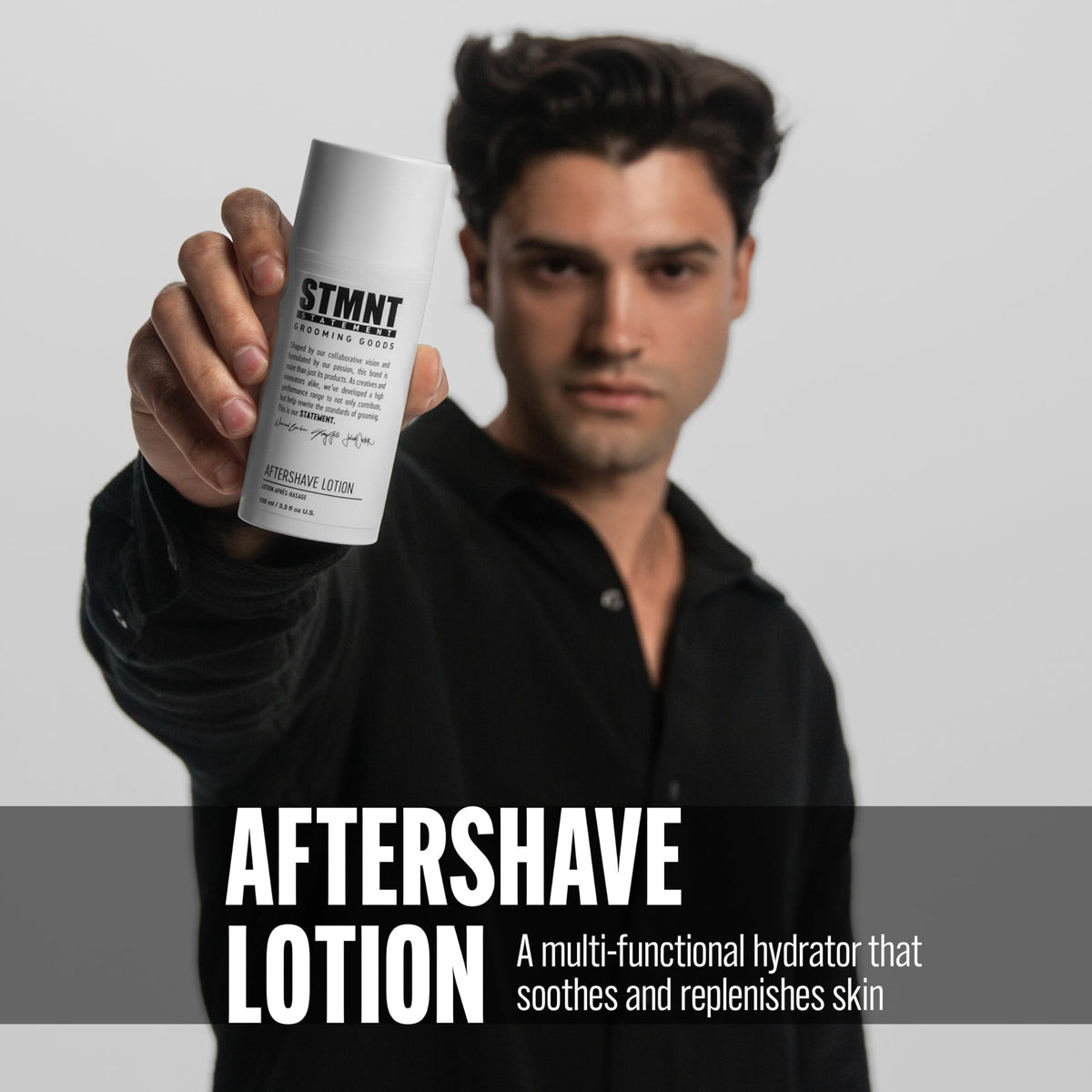 Light Gray STMNT Grooming Goods Aftershave Lotion, 3.3 oz | Balances and Refreshes Skin | Moisturizes Skin up to 24 hours