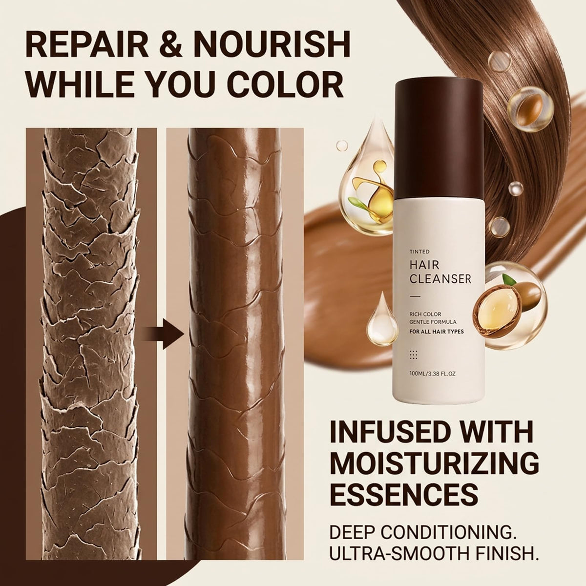 Antique White Pearwood Color Shampoo 3-in-1 Semi-Permanent Hair Dye (Black)