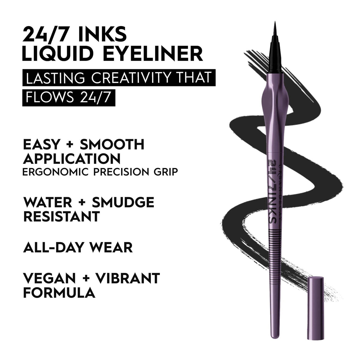 White Smoke Urban Decay 24/7 Inks Liquid Matte Black Eyeliner Pen (Zero)