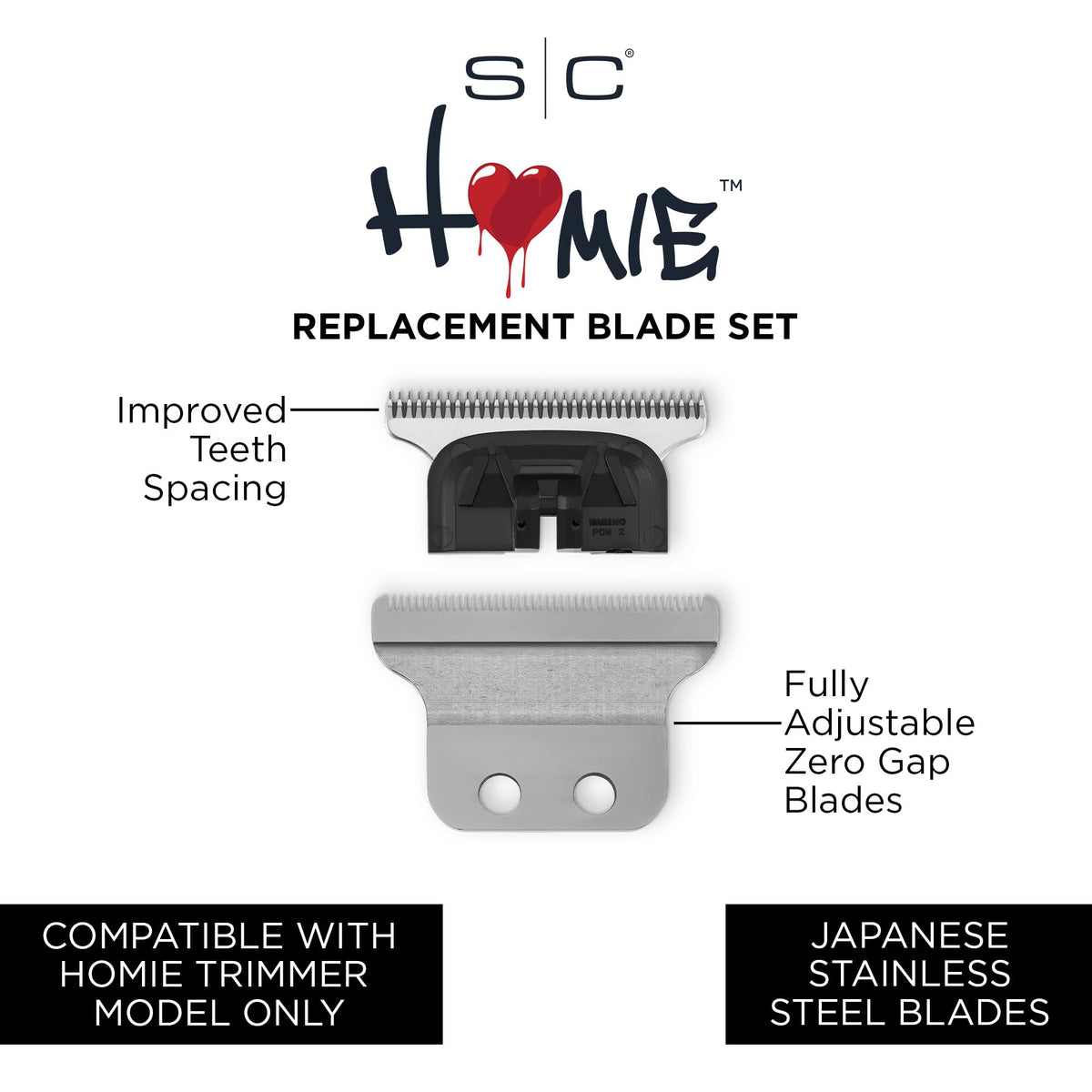 White Smoke STYLECRAFT Homie Nano Hair Trimmer Stainless Steel Replacement Blade Set