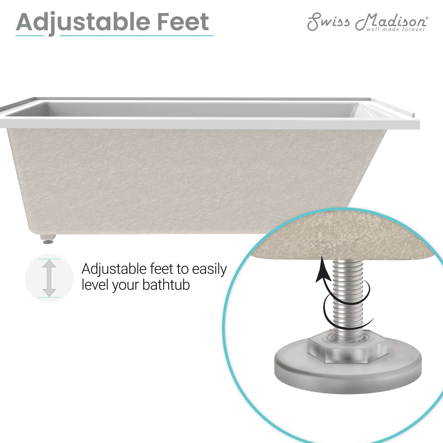 White Smoke Swiss Madison Voltaire 48" x 32" Left-Hand Drain Alcove Bathtub