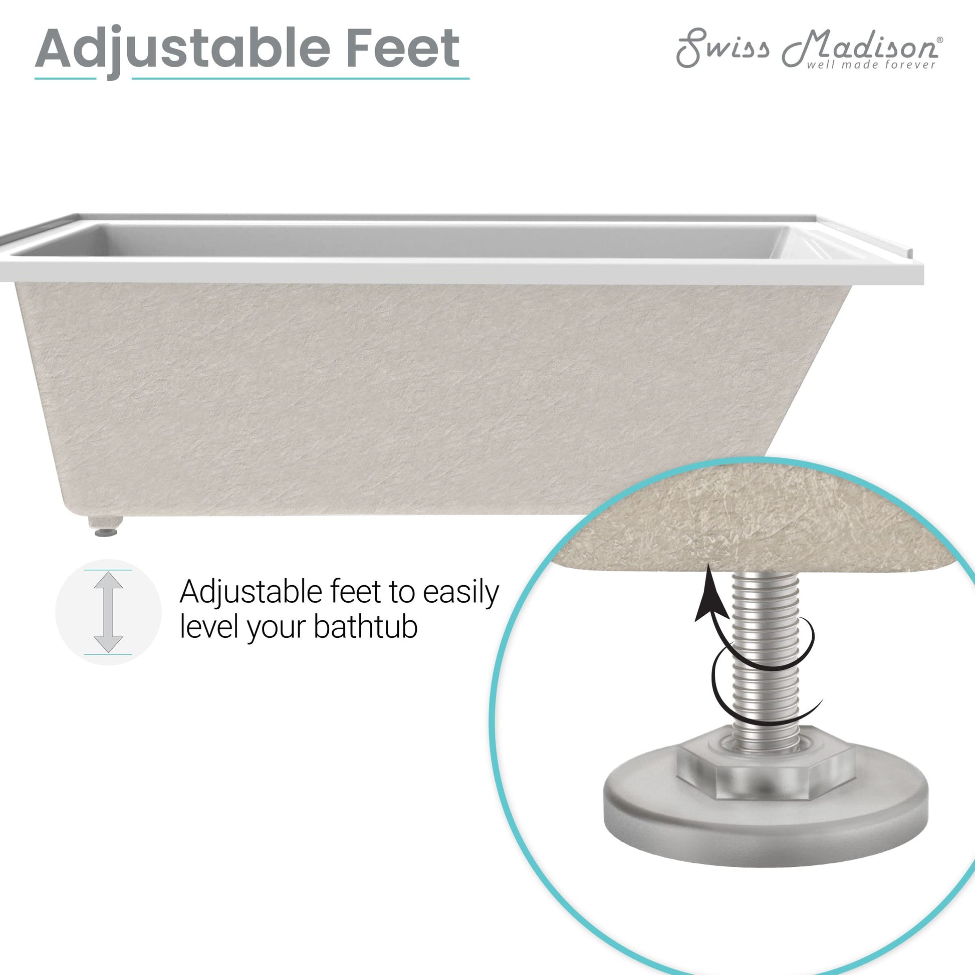 White Smoke Swiss Madison Voltaire 48" x 32" Left-Hand Drain Alcove Bathtub