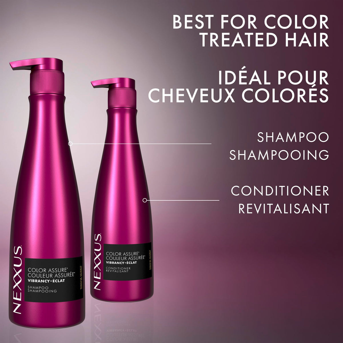 Dark Slate Gray Nexxus COLOR ASSURE Shampoo for Vibrancy for Color Treated Hair Powered by CHROMABOND SEALER with Citric Acid 13.5 oz