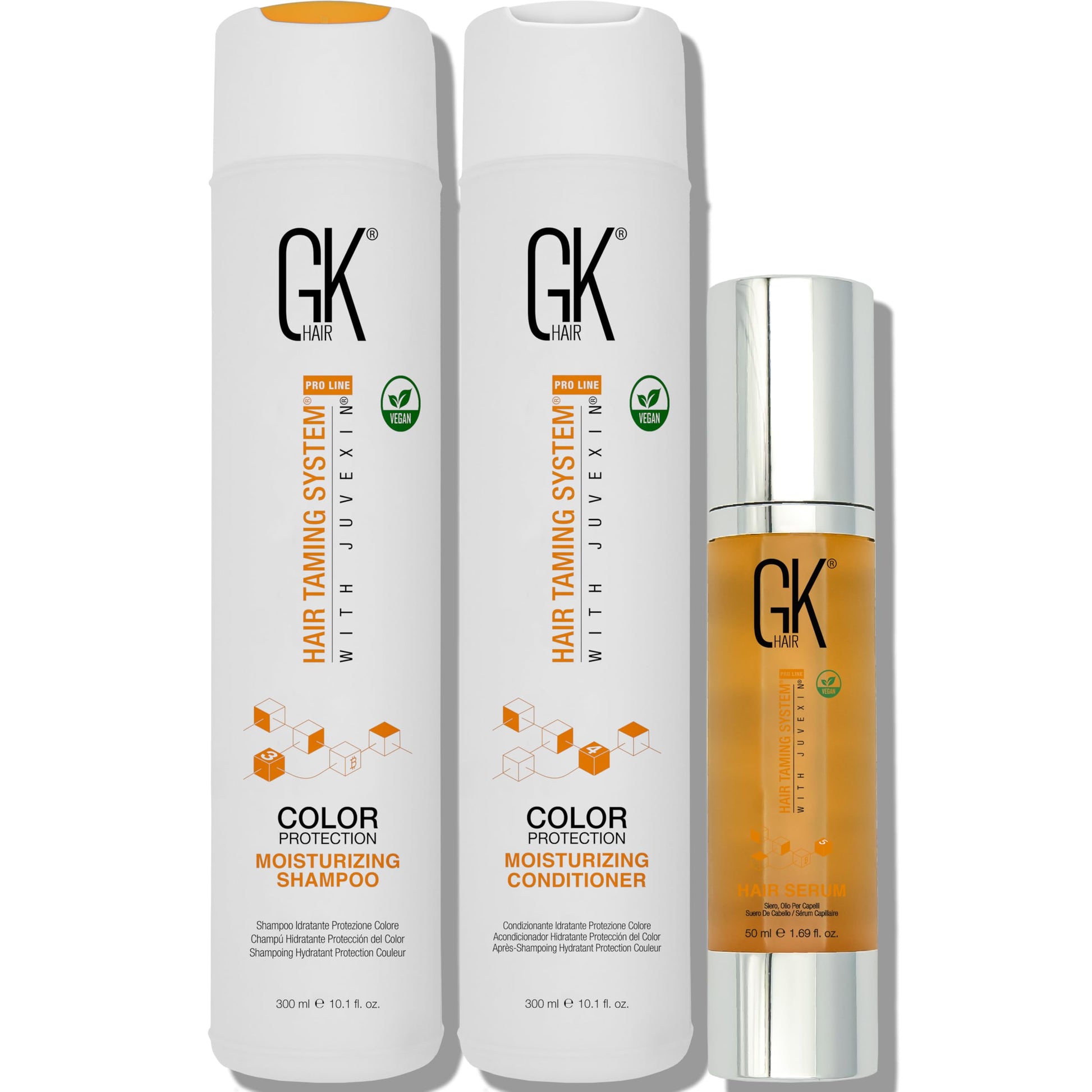 Light Gray GK HAIR Hydrating Moisturizing Shampoo and Conditioner Set (10.1 Fl Oz) Global Keratin Anti Frizz Serum Dry Damaged Repair Argan Oil (1.69 Fl Oz) All Hair Types Sulfate Paraben Free Unisex