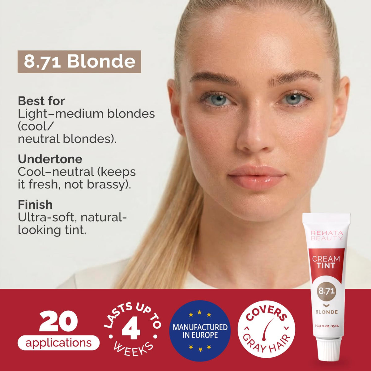 Lavender RB RENATA BEAUTY Spot Tint Kit - Blonde, Cream Hair Dye with Developer