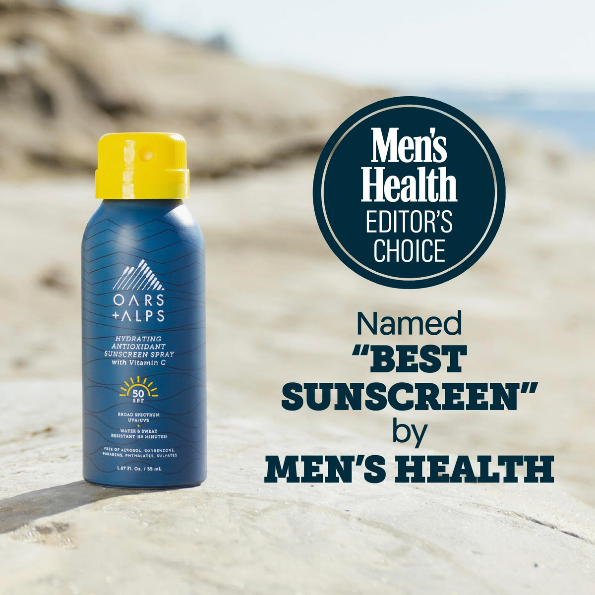 Light Gray Oars + Alps SPF 50 Travel Body Sunscreen Spray, Lightweight, 1pk, 1.87oz