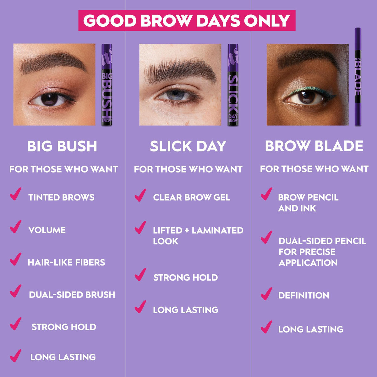 Medium Purple Urban Decay Slick Day Clear Brow Gel for Lifted + Laminated Eyebrows