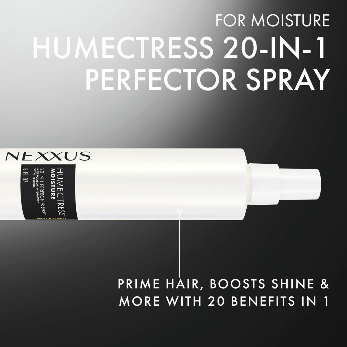 Black Nexxus Humectress Leave-In Conditioner Spray 20-in-1 Perfector for Dry Hair With Biotin & Hyaluronic Acid 9 oz