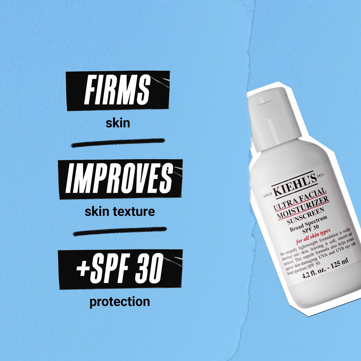 Sky Blue Kiehl's - Ultra Facial Moisturizer with SPF 30, Hydrating Cream - 4.2 fl oz