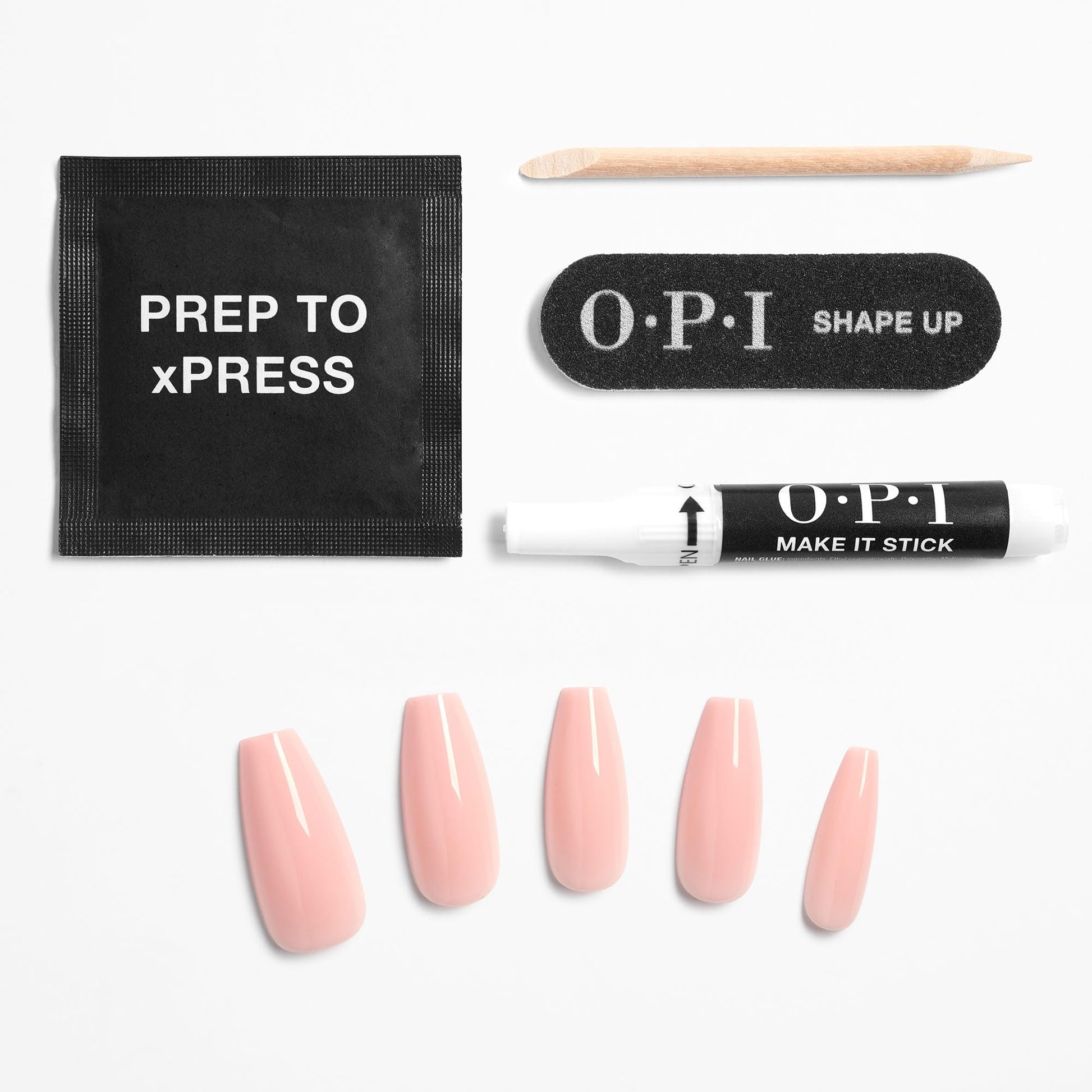 White Smoke Bundle of OPI xPress/On Press On Nails, With Nail Glue, Long Neutral Coffin Shape Nails, Bubble Bath + OPI ProSpa Nail and Cuticle Oil, 0.5 fl oz