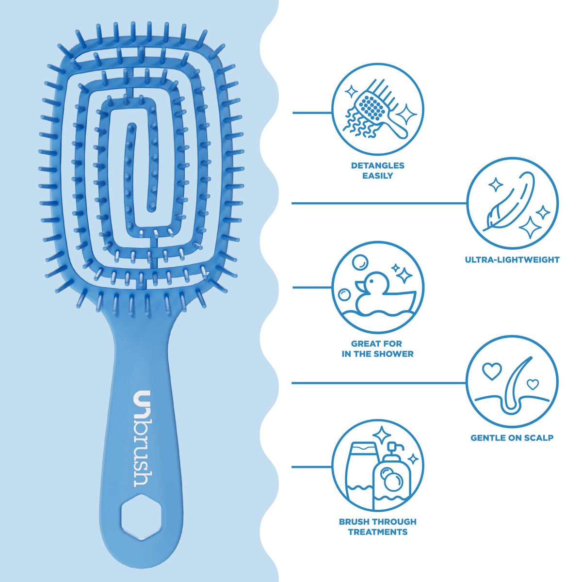 White Smoke FHI Heat UNbrush Flex Detangling Brush - Ultra Flexible Hairbrush