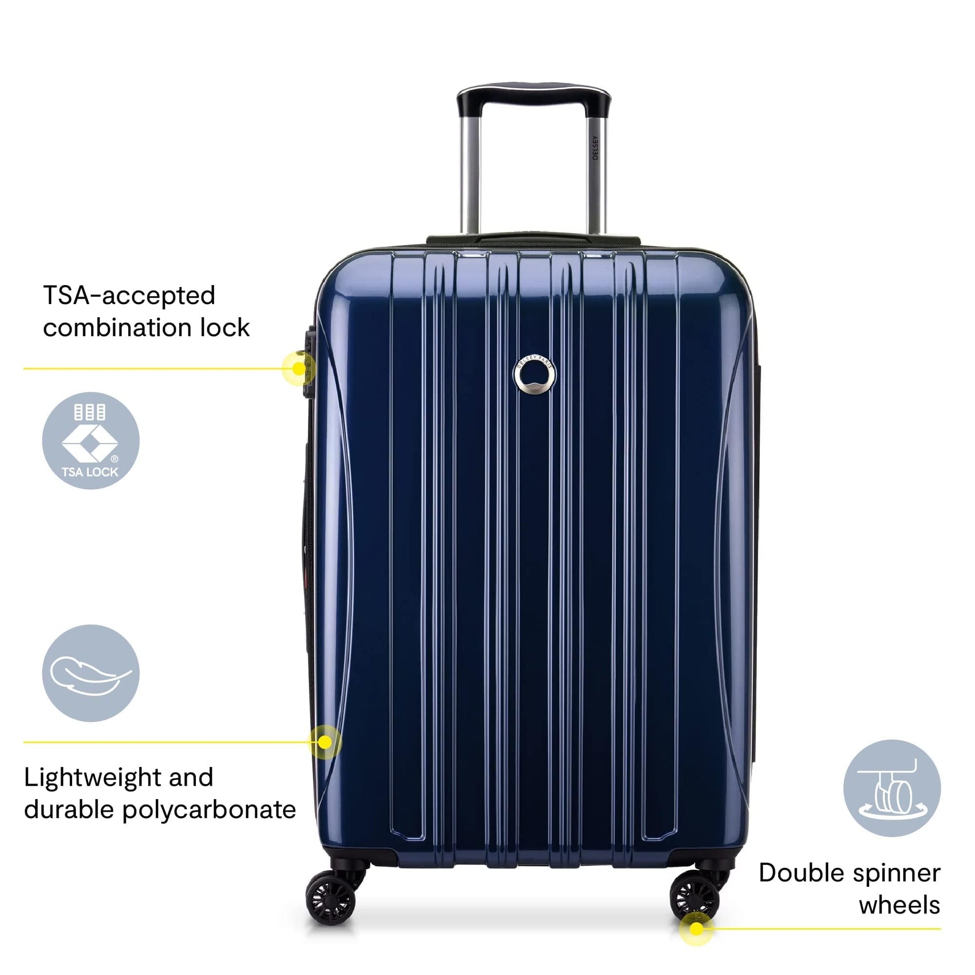 White Smoke DELSEY PARIS Helium Aero Hardside Expandable Luggage with Spinner Wheels, Peony Pink, Carry-On Plus 21 Inch