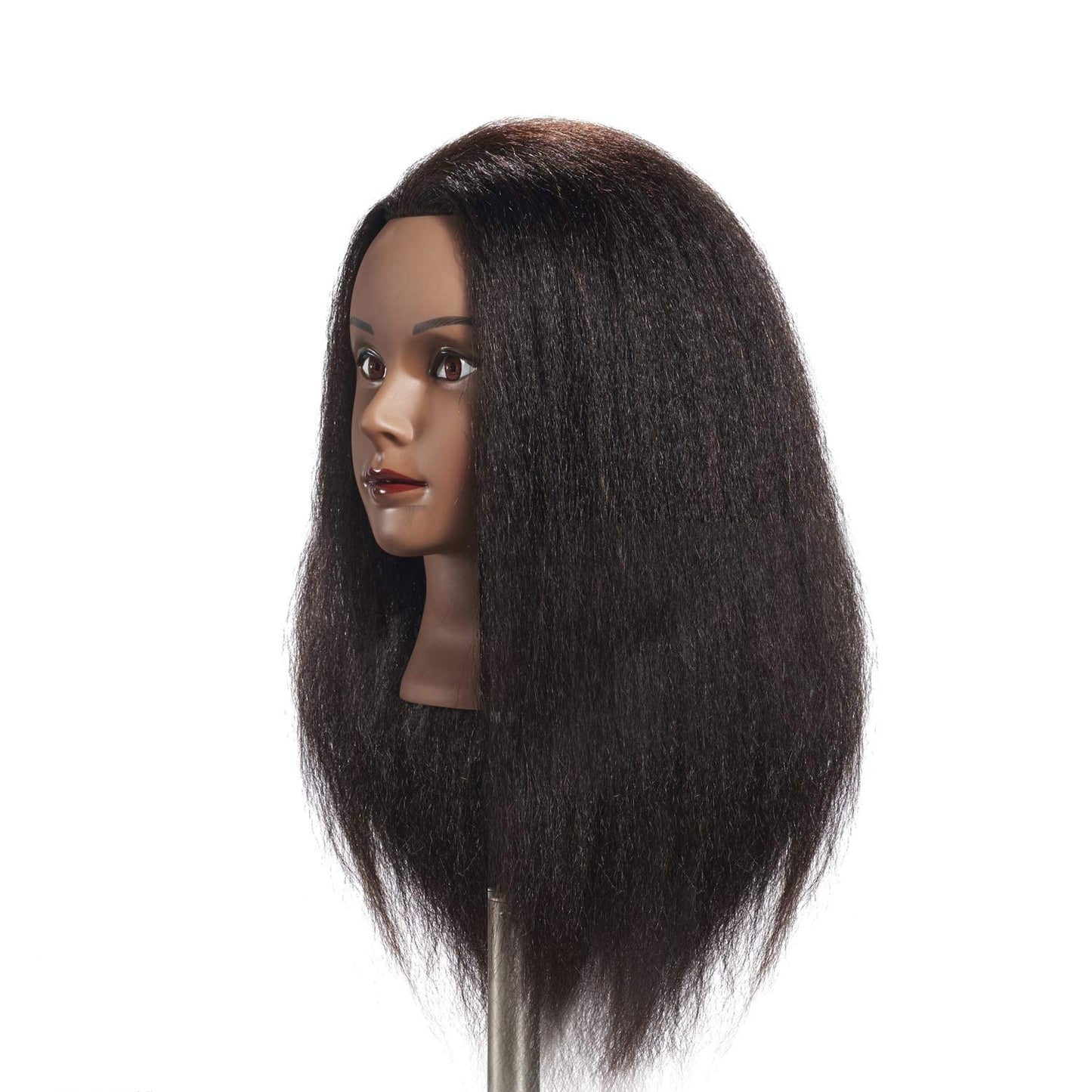 White Smoke Hairginkgo Mannequin Head - 100% Real Hair Manikin for Hairdresser Training and Styling Practice - With Clamp Stand (1711B0216)