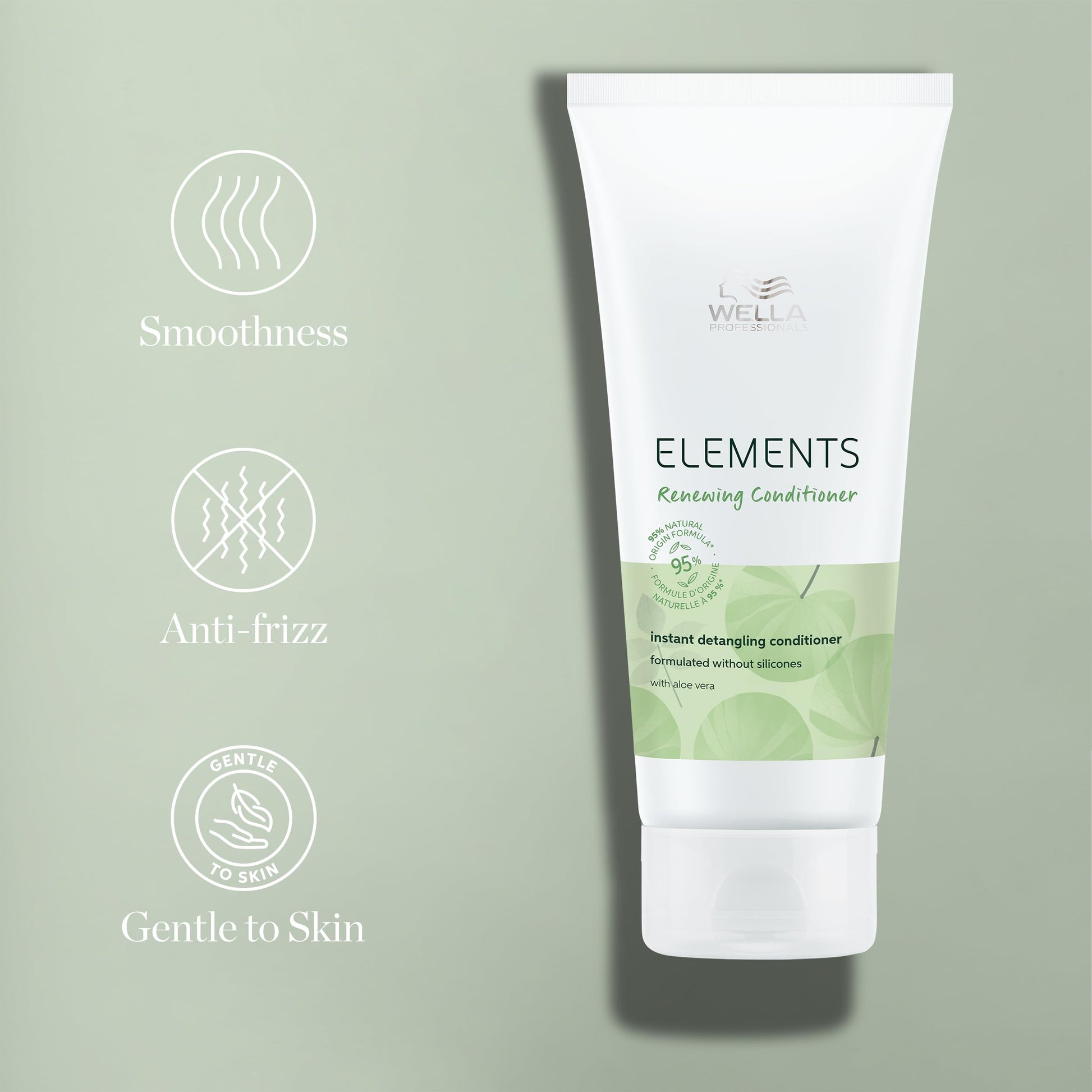 Light Gray Wella Professionals Elements Gentle Renewing Conditioner with Aloe Vera | Gentle for All Hair Types | Without Sulfate & Silicone | 6.7 Fl Oz