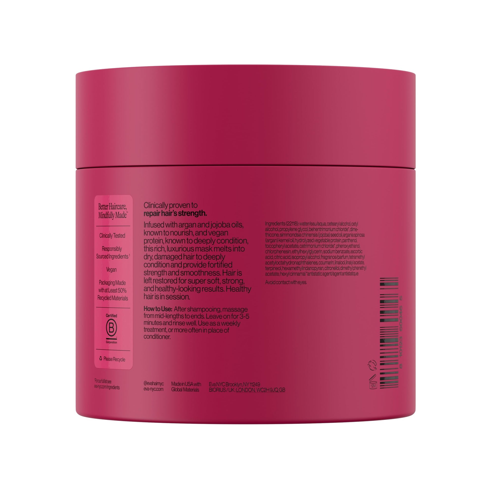 Maroon Eva NYC Therapy Session Deep Conditioning Hair Mask with Vegan Protein, Jojoba Oil + Argan Oil - Hydrate, Soften + Repair Hair Strength - Sulfate Free - Warm Vanilla Scent - 13.5 fl oz