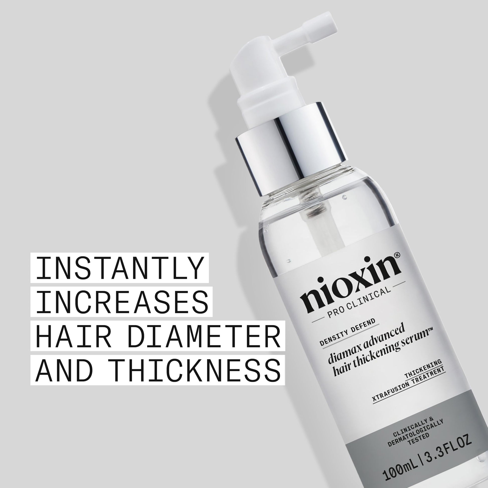 Light Gray Nioxin Density Defend Diamax Advanced Hair Thickening Serum | With Caffeine, Niacinamide & Panthenol | For Thicker, Fuller-Looking Hair | 3.38 Fl Oz