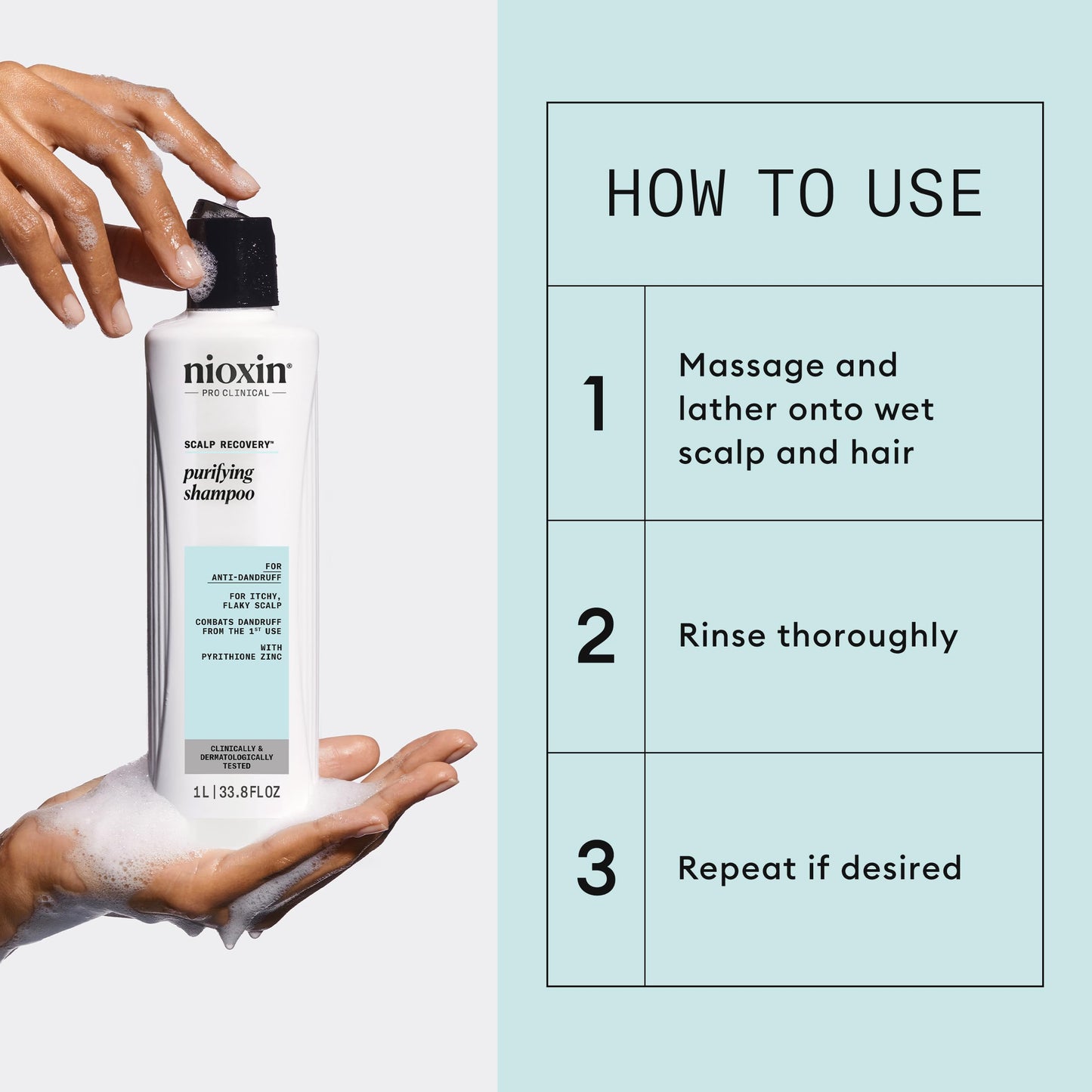 Powder Blue Nioxin Scalp Recovery Purifying Shampoo | For Dandruff and Itchy Scalp | With Pyrithione Zinc and Green Tea Extracts| 33.8 Fl oz.