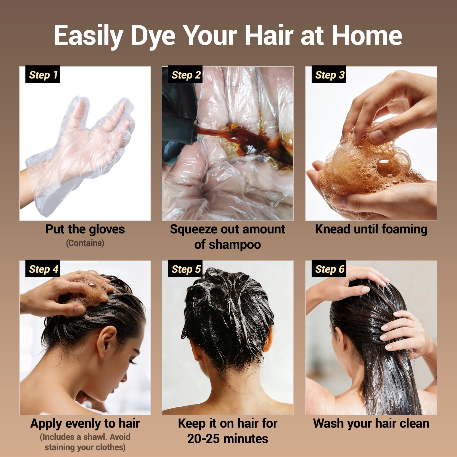 White Smoke IIIMEIDU Hair Dye Shampoo for Gray Hair Coverage, 3 in 1 Natural Black Dye for Women Men, 500ml