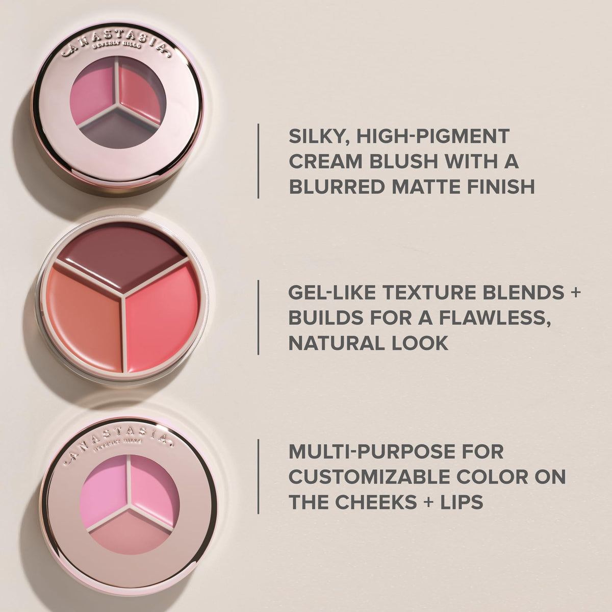 Light Gray Anastasia Beverly Hills - Magic Touch Blush Trio Full-Pigment Palette
