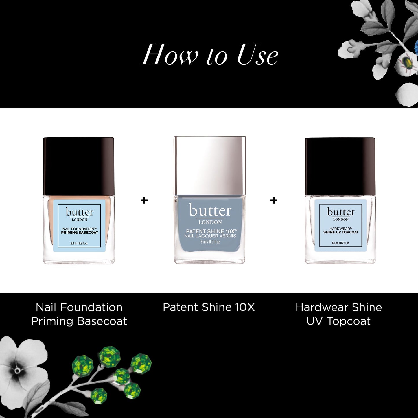 Black butter LONDON Patent Shine 10X Nail Lacquer Polish, Waterloo Blue - Gel-Like Finish & Chip-Resistant Nail Lacquer Helps Protects & Strengthens Nails - Vegan & Cruelty-Free