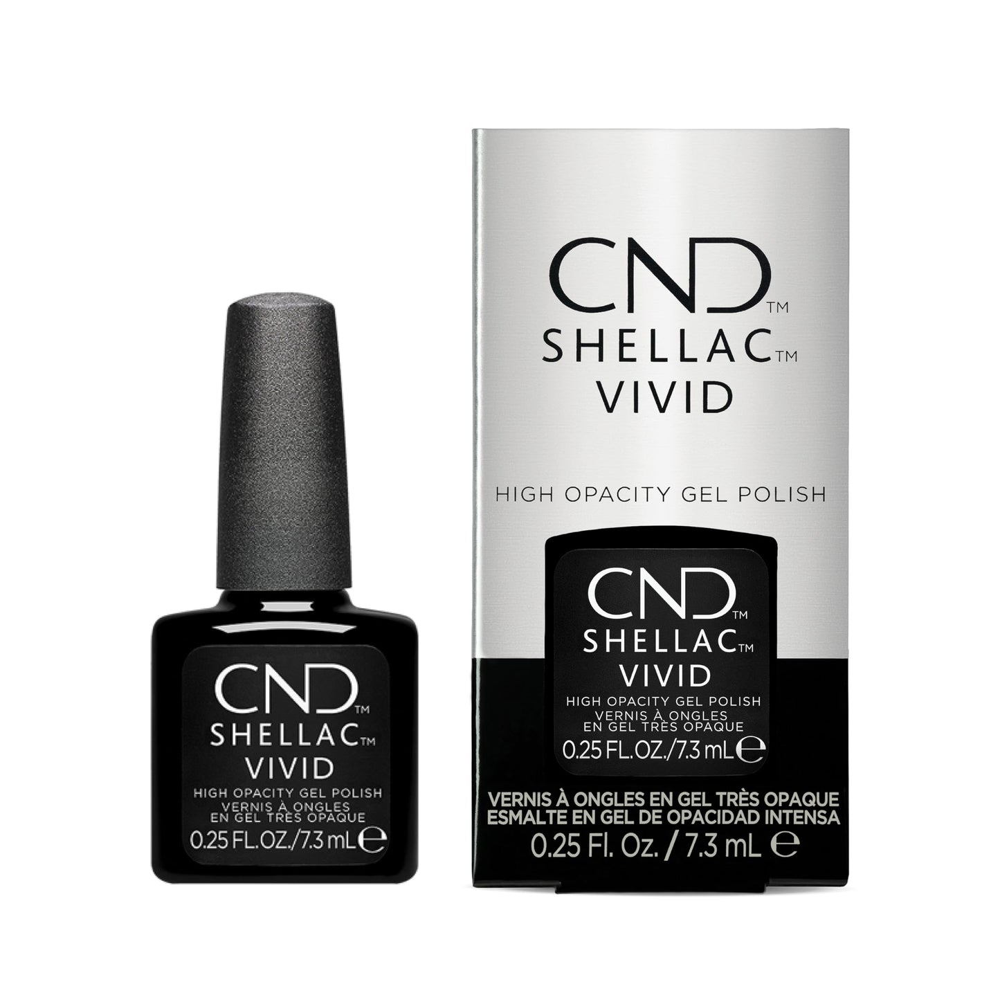 White Smoke CND SHELLAC™ Vivid High-Opacity Nail Art Gel Polish, Breathable Formula, Salon Grade, 700 Black Tuxedo, 0.25 fl oz