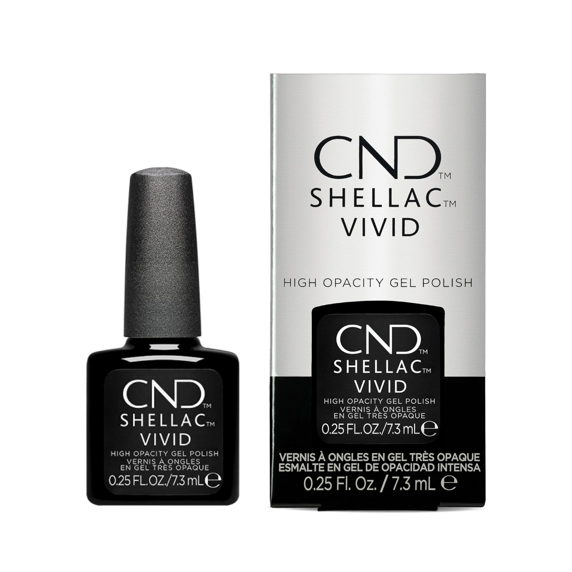 White Smoke CND SHELLAC™ Vivid High-Opacity Nail Art Gel Polish, Breathable Formula, Salon Grade, 700 Black Tuxedo, 0.25 fl oz
