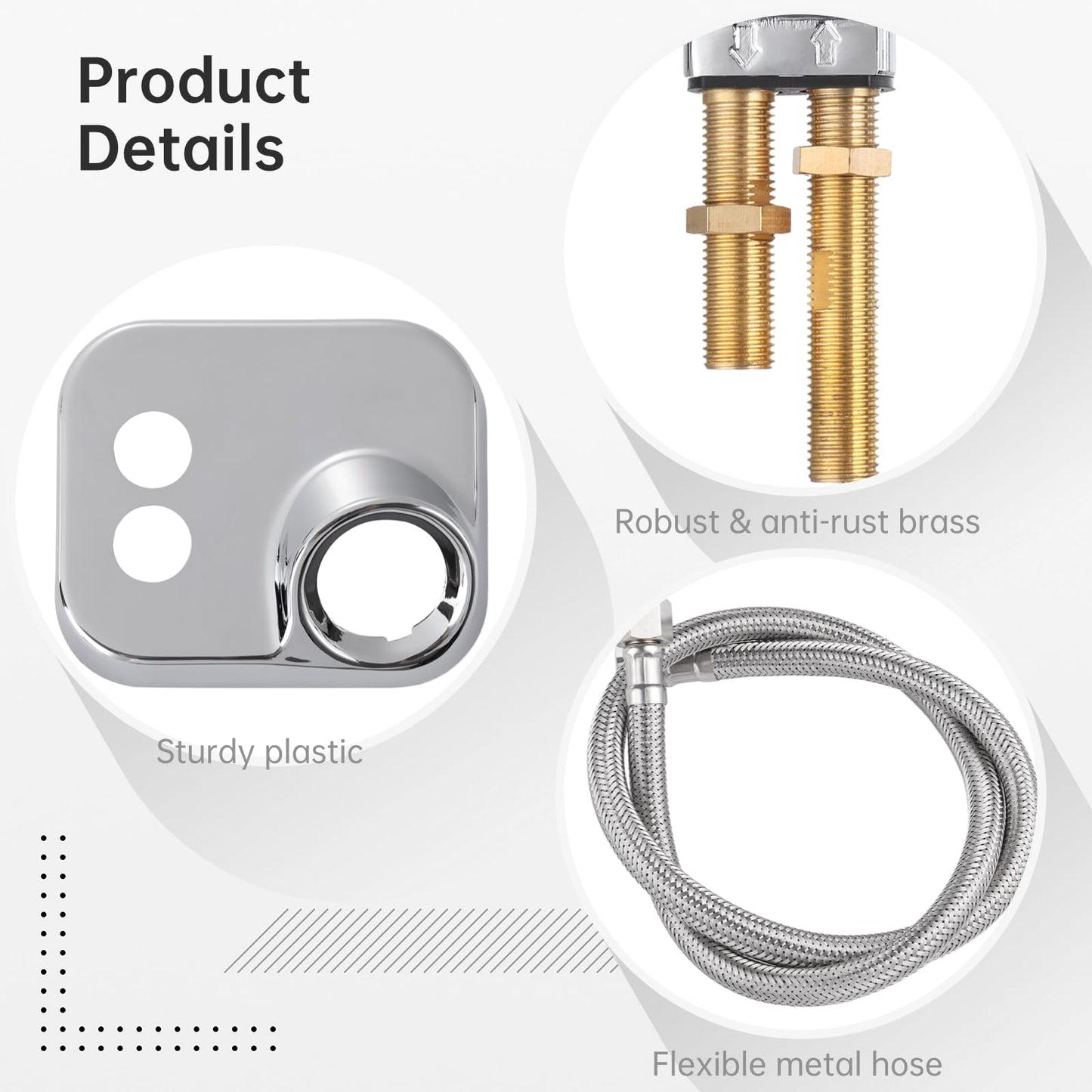 White Smoke Varku 7 Pcs Shampoo Bowl Vacuum Breaker Kit, Shampoo Faucet Kit with Breaker Vacuum, Crossover Hose, Receiver Plate, Salon Sink Replacement Parts, Prevent Backflow Pressure
