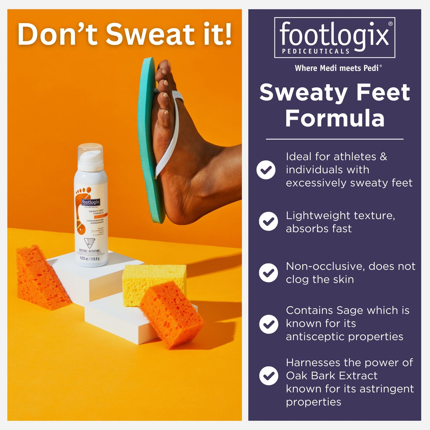 Dark Slate Gray FOOTLOGIX Sweaty Feet Formula, 4.23 oz