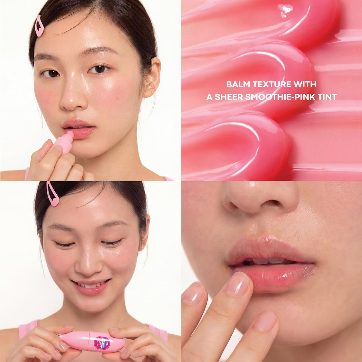 White Smoke TONYMOLY Berry Banana Lip Balm - Sheer Pink Tint, Shea Butter Formula