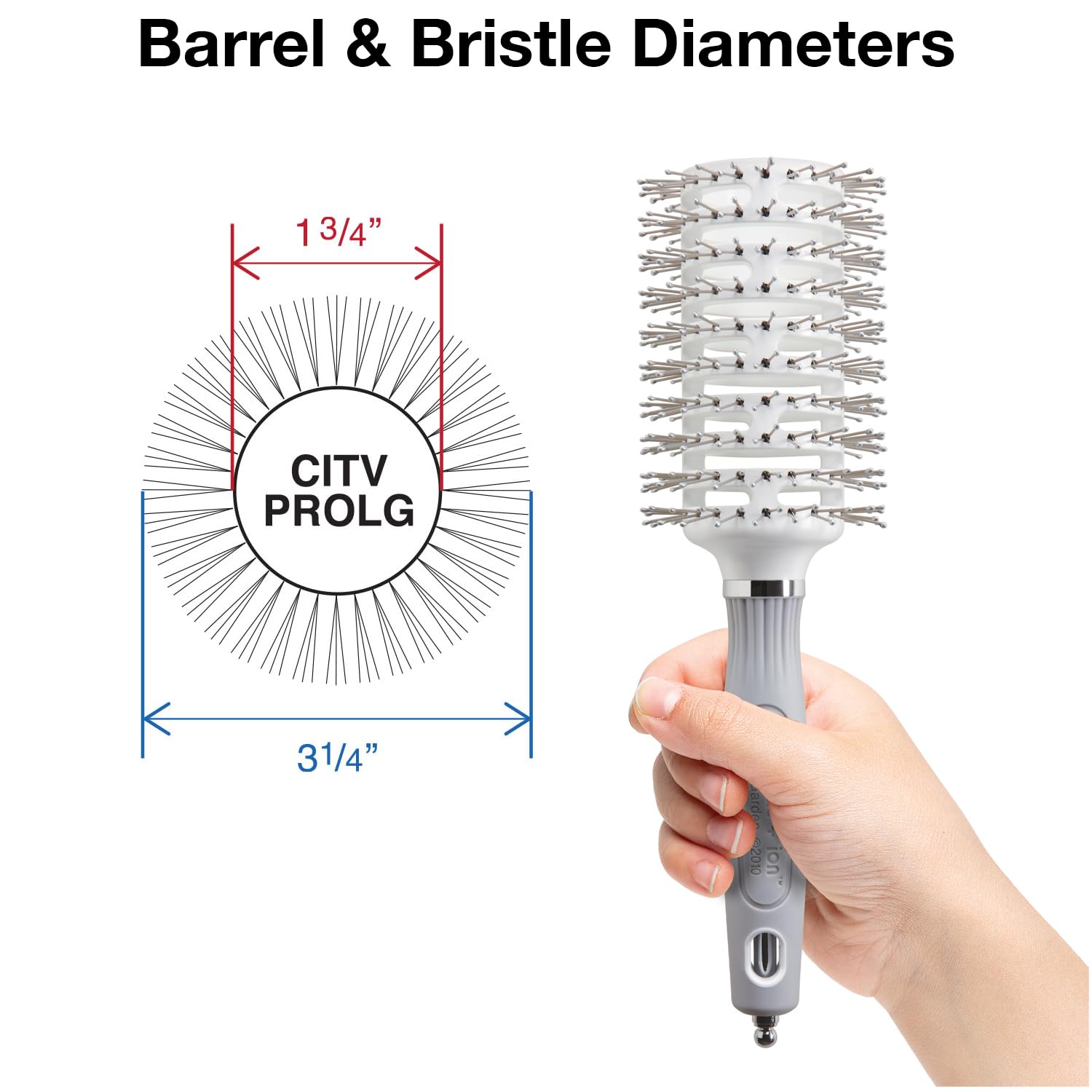 White Smoke Olivia Garden Ceramic and Ion Turbo Vent Pro Hair Brush CITVPRO-LG (Large 3 1/4")