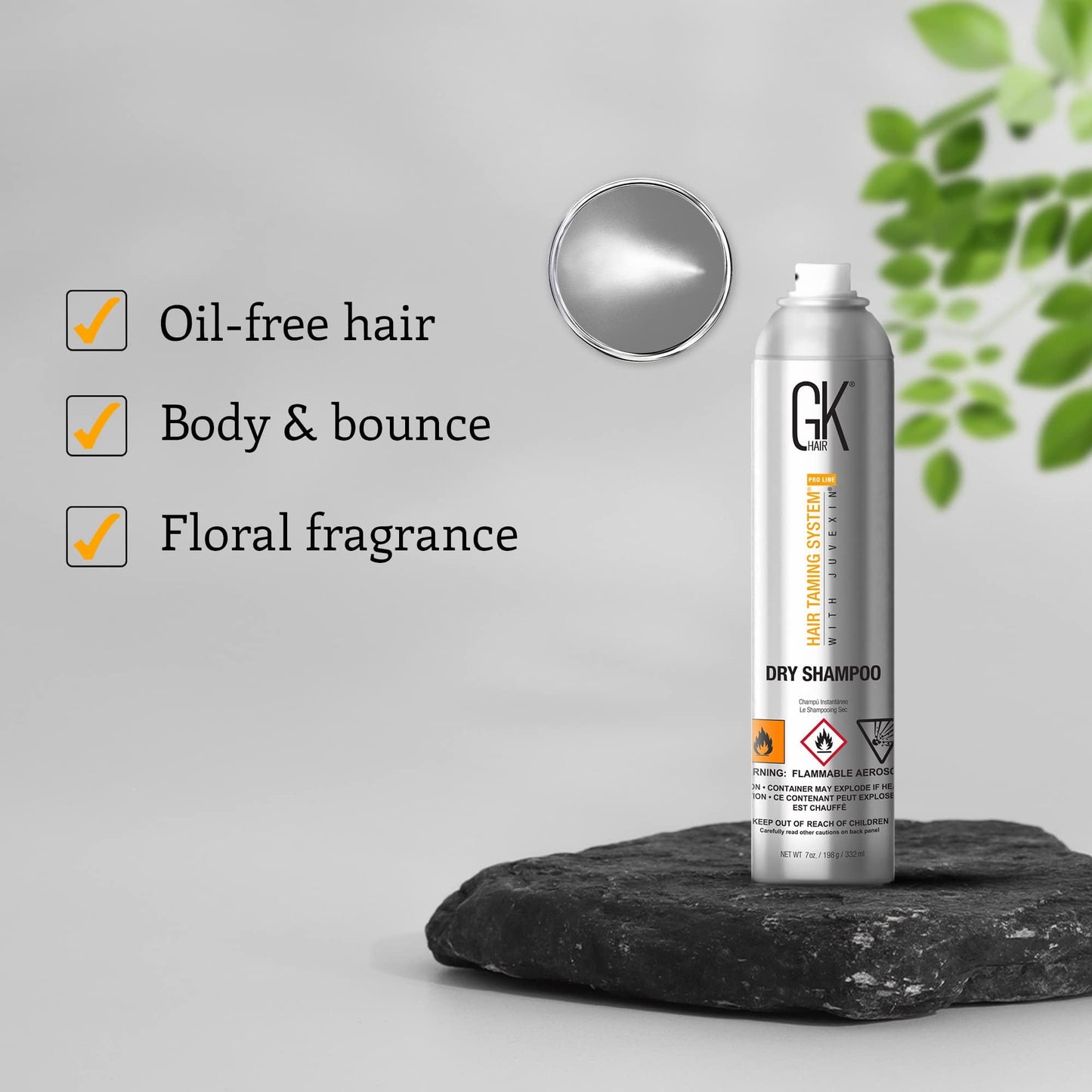 Gray GK HAIR Global Keratin Waterless Dry Shampoo (7 Fl Oz/332ml) No Residue Spray for Fine, Oily and All Hair Types - Removes Flaking, Dandruff and Excess Oil - Sulfate Paraben Free - For Women and Men