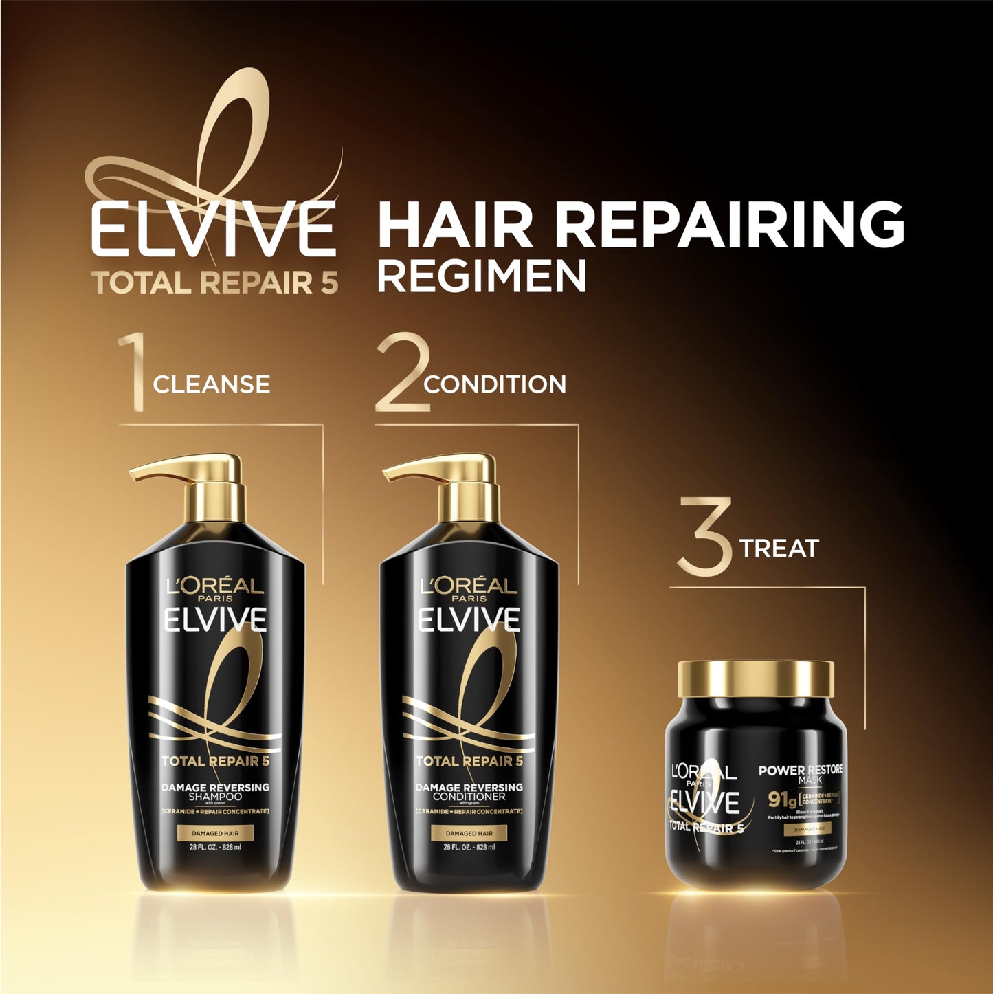 Black L'Oreal Paris Elvive TR5 Power Restore Multi Use Treatment (Packaging May Vary)