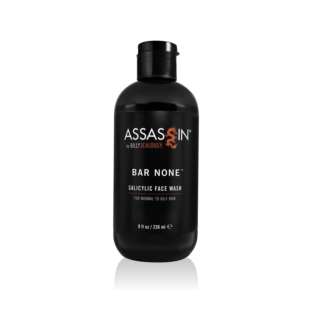 Black Billy Jealousy Assassin Bar None Salicylic Face Wash Men's, Non-Abrasive Face Exfoliant for Combination and Oily Skin, Unclogs Pores and Tones Skins, 8 Fl Oz