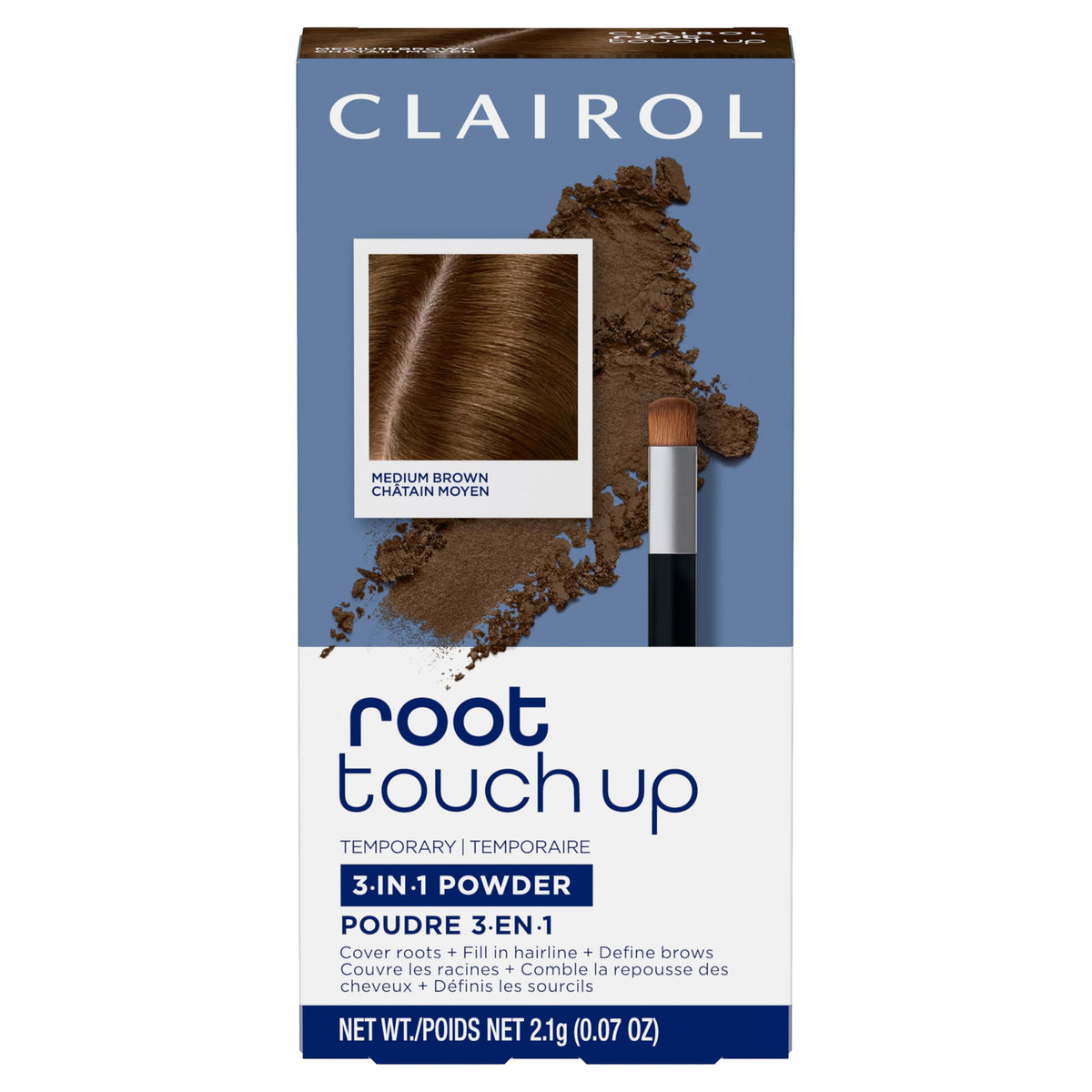 White Smoke Clairol Root Touch-Up Temporary Concealing Powder, Medium Brown, Pack of 1