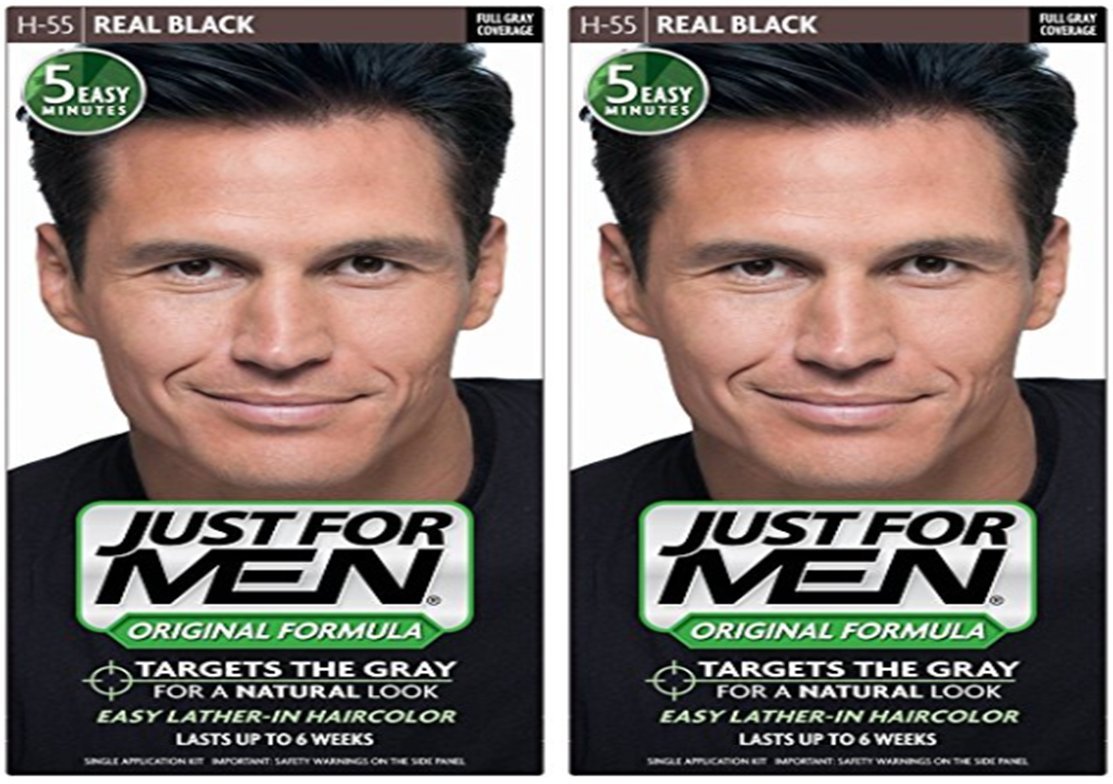 White Smoke JUST FOR MEN Hair Color H-55 Real Black 1 Each (Pack of 2)