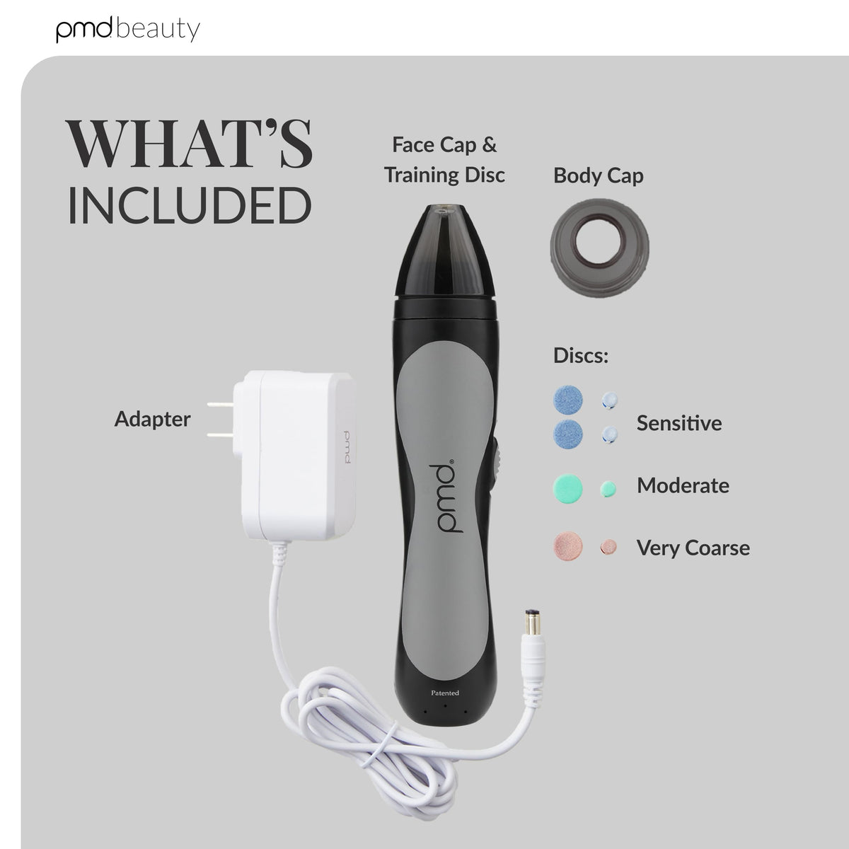 Gray PMD Beauty Personal Microderm Man - At-Home Microdermabrasion Machine with Kit for Face & Body - Exfoliating Crystals and Vacuum Suction for Bold and Striking Skin