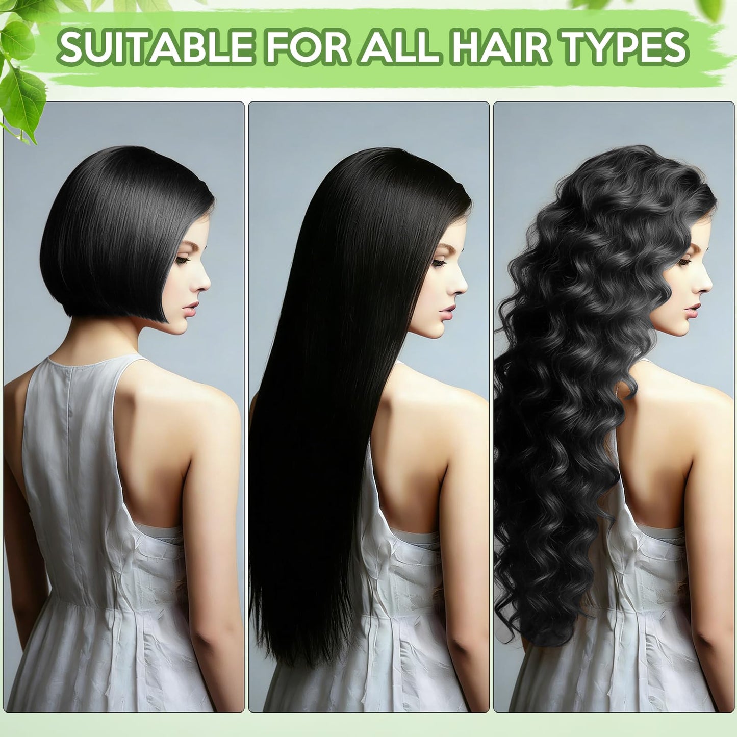 Black GDRFNP Black Hair Dye Shampoo 3 in 1, Herbal Shampoo Hair Dye for Women Men, Grey Coverage Shampoo 16.9fl oz